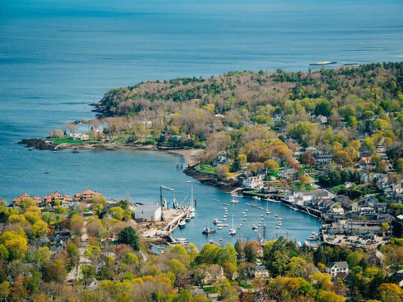 iew of Camden Harbor from Mt. Battie, in Camden Hills State Park, Maine